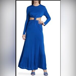 Farm Rio Blue Knotted Cut Out Maxi Dress size Small